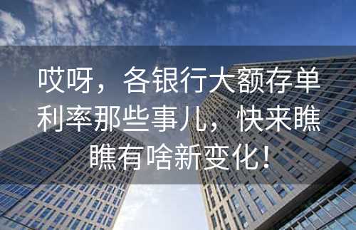 哎呀，各银行大额存单利率那些事儿，快来瞧瞧有啥新变化！