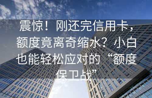 震惊！刚还完信用卡，额度竟离奇缩水？小白也能轻松应对的“额度保卫战”