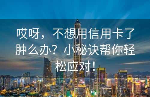 哎呀，不想用信用卡了肿么办？小秘诀帮你轻松应对！