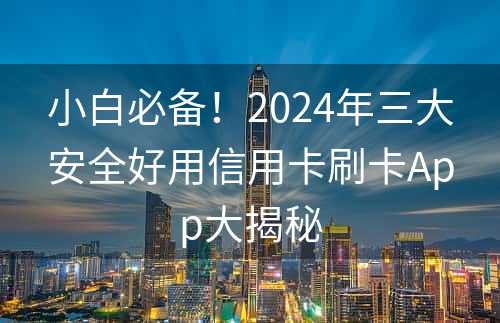 小白必备！2024年三大安全好用信用卡刷卡App大揭秘