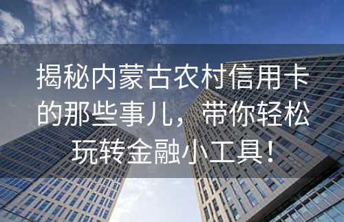 揭秘内蒙古农村信用卡的那些事儿，带你轻松玩转金融小工具！