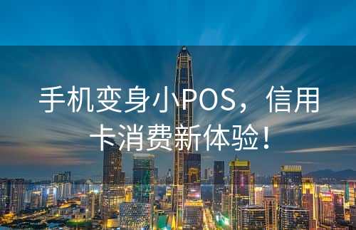 手机变身小POS，信用卡消费新体验！