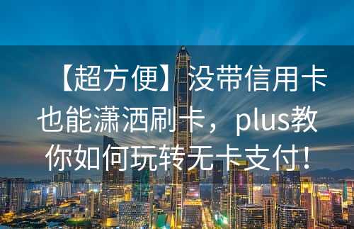 【超方便】没带信用卡也能潇洒刷卡，plus教你如何玩转无卡支付！