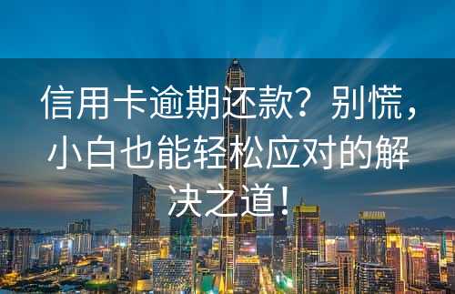 信用卡逾期还款？别慌，小白也能轻松应对的解决之道！