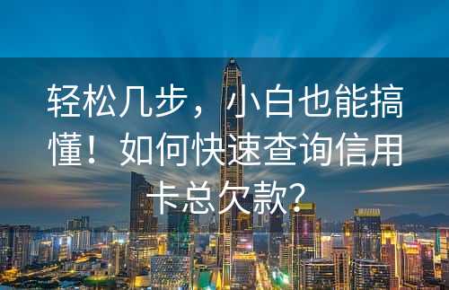 轻松几步，小白也能搞懂！如何快速查询信用卡总欠款？