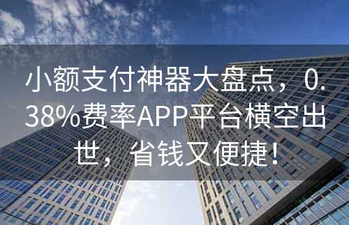 小额支付神器大盘点，0.38%费率APP平台横空出世，省钱又便捷！