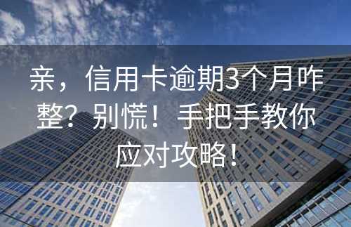 亲，信用卡逾期3个月咋整？别慌！手把手教你应对攻略！