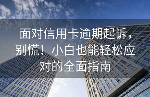 面对信用卡逾期起诉，别慌！小白也能轻松应对的全面指南