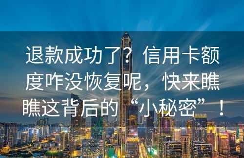 退款成功了？信用卡额度咋没恢复呢，快来瞧瞧这背后的“小秘密”！