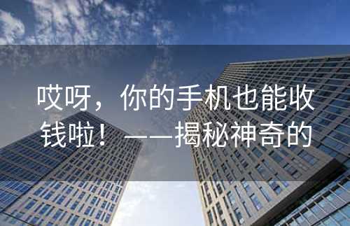 哎呀，你的手机也能收钱啦！——揭秘神奇的