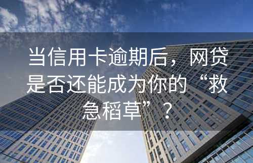 当信用卡逾期后，网贷是否还能成为你的“救急稻草”？