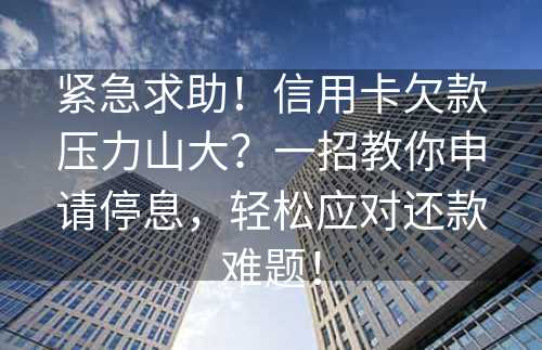 紧急求助！信用卡欠款压力山大？一招教你申请停息，轻松应对还款难题！