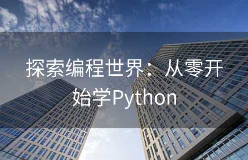 探索编程世界：从零开始学Python