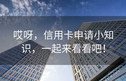 哎呀，信用卡申请小知识，一起来看看吧！