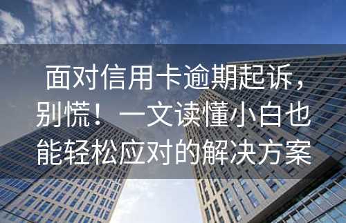 面对信用卡逾期起诉，别慌！一文读懂小白也能轻松应对的解决方案