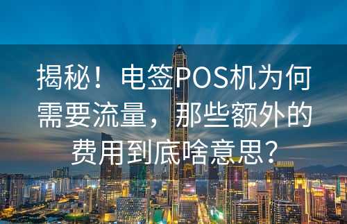 揭秘！电签POS机为何需要流量，那些额外的费用到底啥意思？