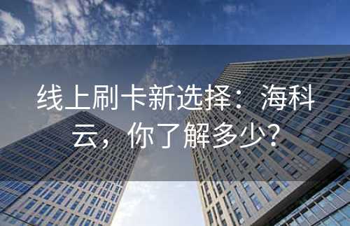 线上刷卡新选择：海科云，你了解多少？