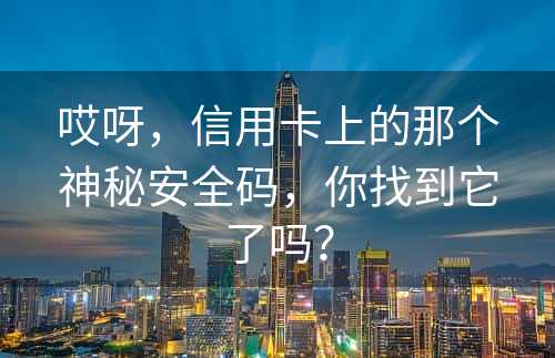 哎呀，信用卡上的那个神秘安全码，你找到它了吗？