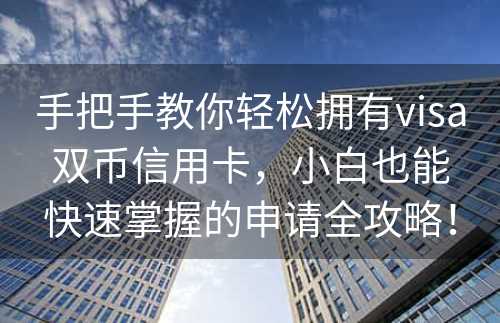 手把手教你轻松拥有visa双币信用卡，小白也能快速掌握的申请全攻略！