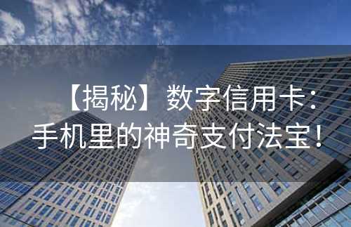 【揭秘】数字信用卡：手机里的神奇支付法宝！