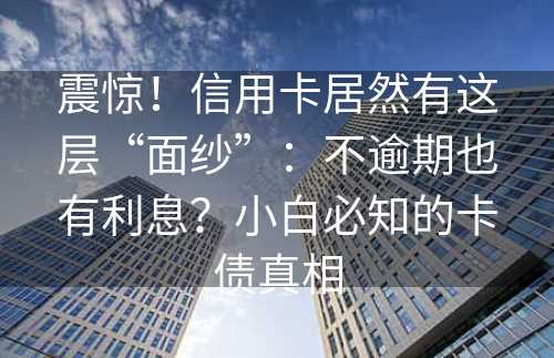 震惊！信用卡居然有这层“面纱”：不逾期也有利息？小白必知的卡债真相