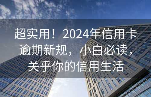 超实用！2024年信用卡逾期新规，小白必读，关乎你的信用生活