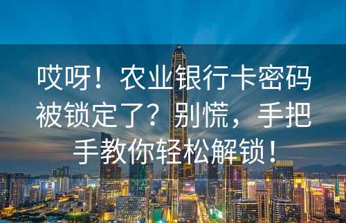 哎呀！农业银行卡密码被锁定了？别慌，手把手教你轻松解锁！