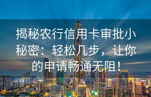 揭秘农行信用卡审批小秘密：轻松几步，让你的申请畅通无阻！