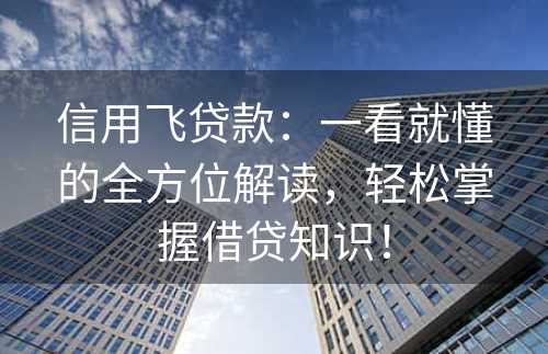 信用飞贷款：一看就懂的全方位解读，轻松掌握借贷知识！