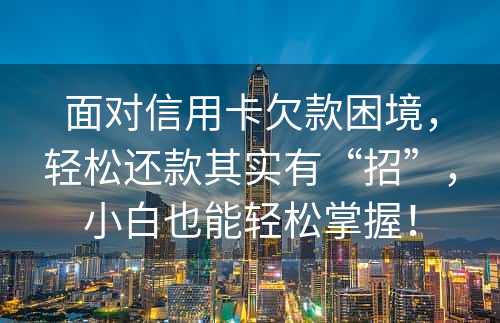 面对信用卡欠款困境，轻松还款其实有“招”，小白也能轻松掌握！