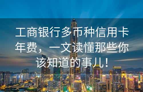 工商银行多币种信用卡年费，一文读懂那些你该知道的事儿！