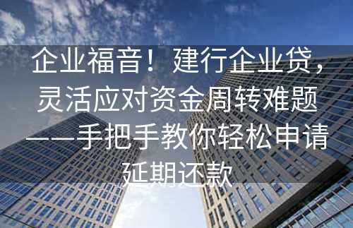 企业福音！建行企业贷，灵活应对资金周转难题——手把手教你轻松申请延期还款