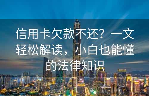 信用卡欠款不还？一文轻松解读，小白也能懂的法律知识