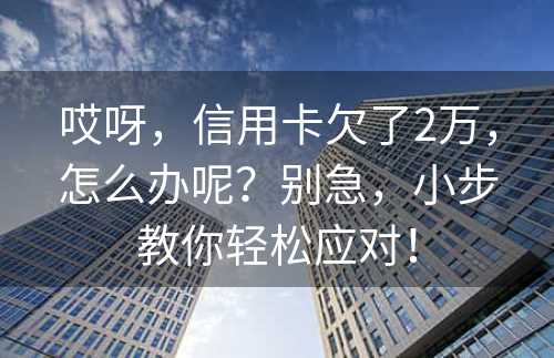 哎呀，信用卡欠了2万，怎么办呢？别急，小步教你轻松应对！