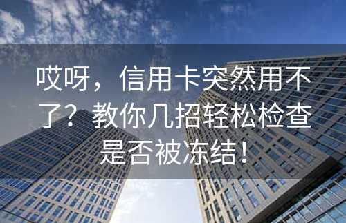 哎呀，信用卡突然用不了？教你几招轻松检查是否被冻结！