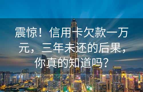 震惊！信用卡欠款一万元，三年未还的后果，你真的知道吗？