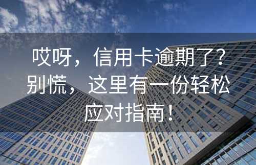 哎呀，信用卡逾期了？别慌，这里有一份轻松应对指南！