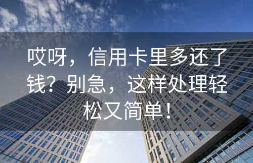 哎呀，信用卡里多还了钱？别急，这样处理轻松又简单！