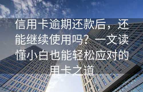 信用卡逾期还款后，还能继续使用吗？一文读懂小白也能轻松应对的用卡之道