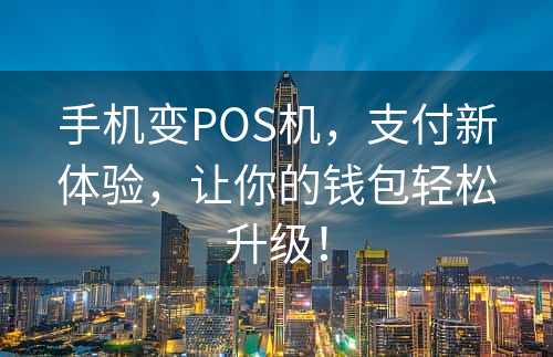 手机变POS机，支付新体验，让你的钱包轻松升级！