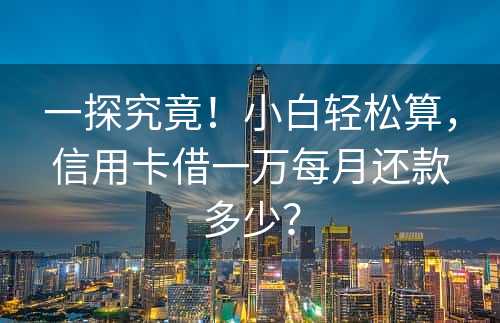 一探究竟！小白轻松算，信用卡借一万每月还款多少？