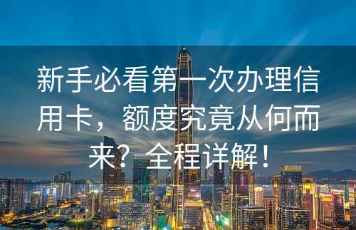 新手必看第一次办理信用卡，额度究竟从何而来？全程详解！