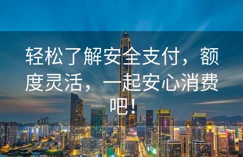 轻松了解安全支付，额度灵活，一起安心消费吧！