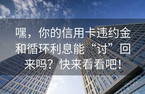 嘿，你的信用卡违约金和循环利息能“讨”回来吗？快来看看吧！