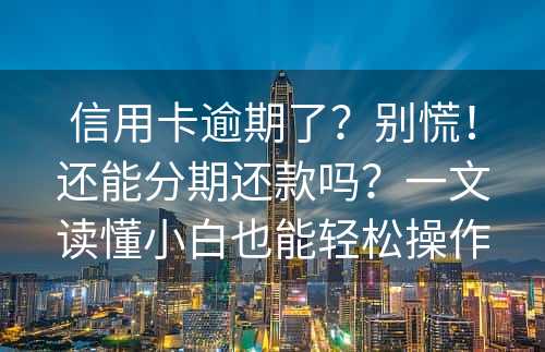 信用卡逾期了？别慌！还能分期还款吗？一文读懂小白也能轻松操作