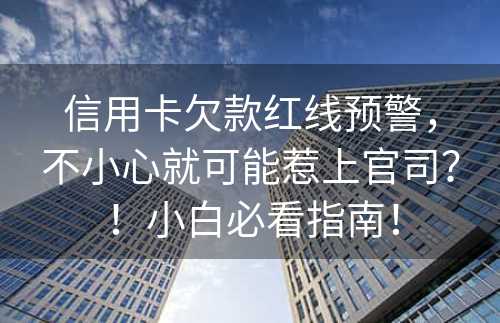 信用卡欠款红线预警，不小心就可能惹上官司？！小白必看指南！