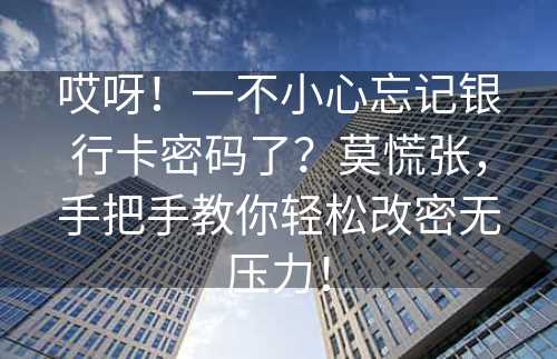 哎呀！一不小心忘记银行卡密码了？莫慌张，手把手教你轻松改密无压力！