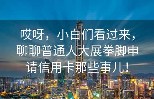 哎呀，小白们看过来，聊聊普通人大展拳脚申请信用卡那些事儿！