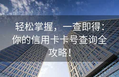 轻松掌握，一查即得：你的信用卡卡号查询全攻略！