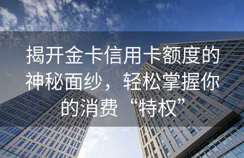 揭开金卡信用卡额度的神秘面纱，轻松掌握你的消费“特权”